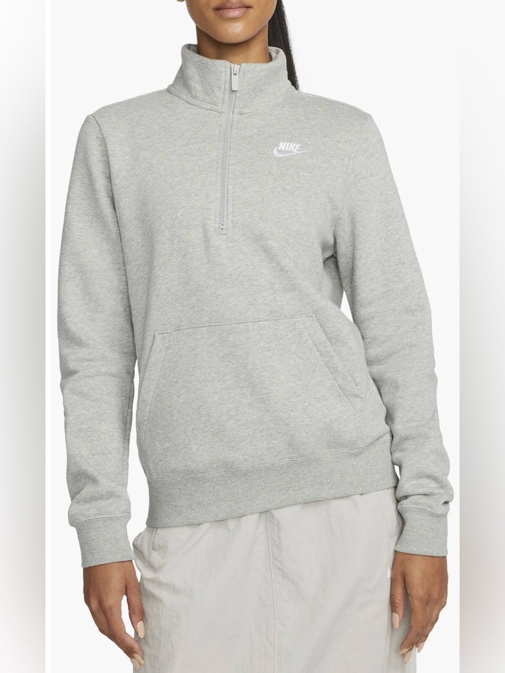 Nike Women’s Light Gray Quarter-Zip Pullover Sweatshirt